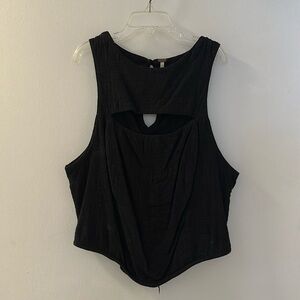 Free People Black Linen Top